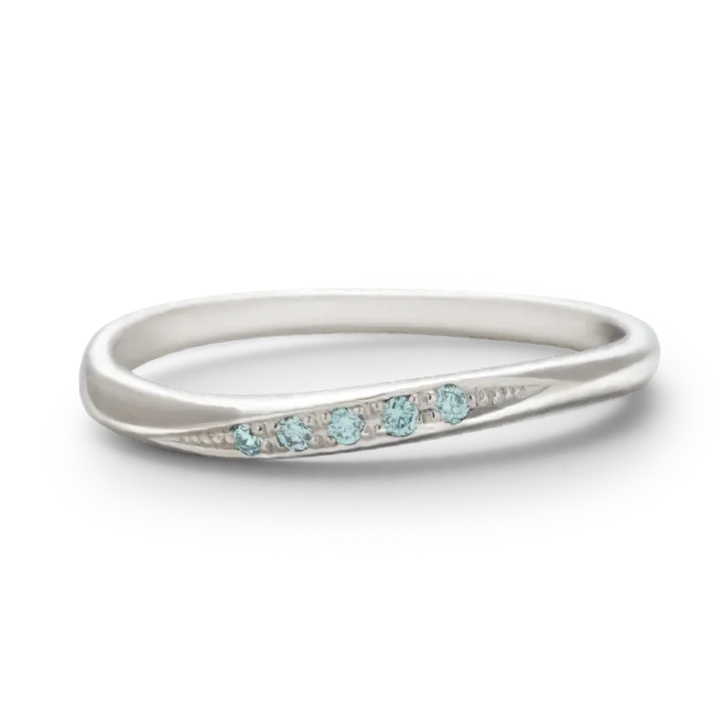 ダイヤモンドリング PT900 5石 0.025ct / ウェーブライン 細身