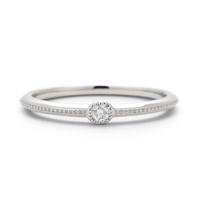 ダイヤモンドリング PT900 1石 0.03ct / ミル打ち
