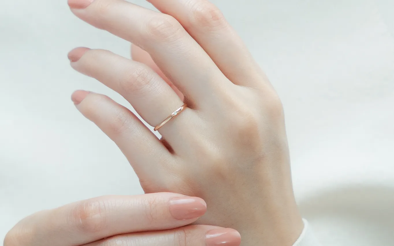 ダイヤモンドリング K10PG 1石 0.01ct / ストレート 細身 – facett