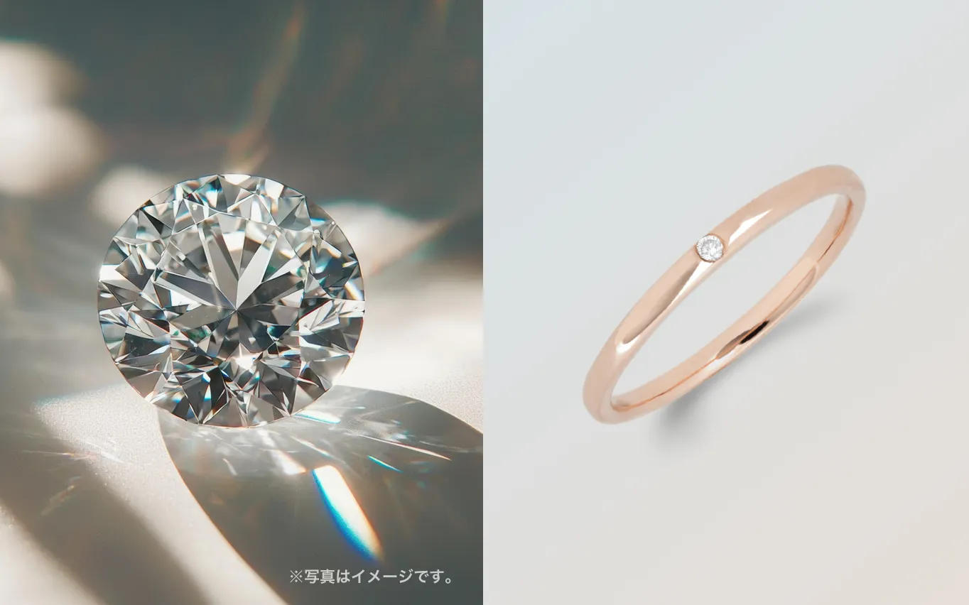 ダイヤモンドリング K10PG 1石 0.01ct / ストレート 細身 – facett