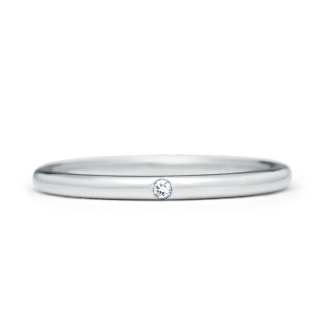 ダイヤモンドリング K10WG 1石 0.01ct / ストレート 細身