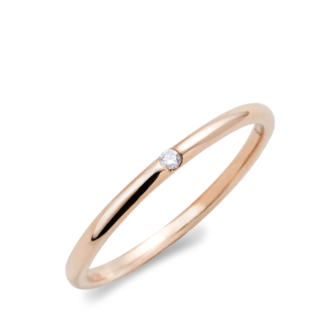 ダイヤモンドリング K18PG 1石 0.01ct / ストレート 細身