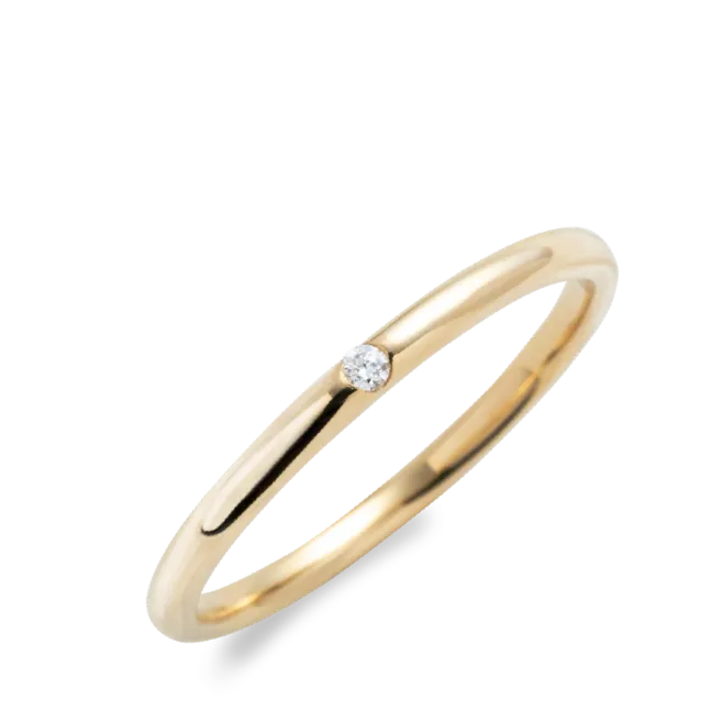ダイヤモンドリング K18YG 1石 0.01ct / ストレート 細身
