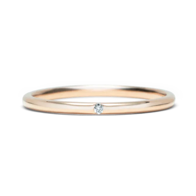 ダイヤモンドリング K18PG 1石 0.006ct / ストレート 細身
