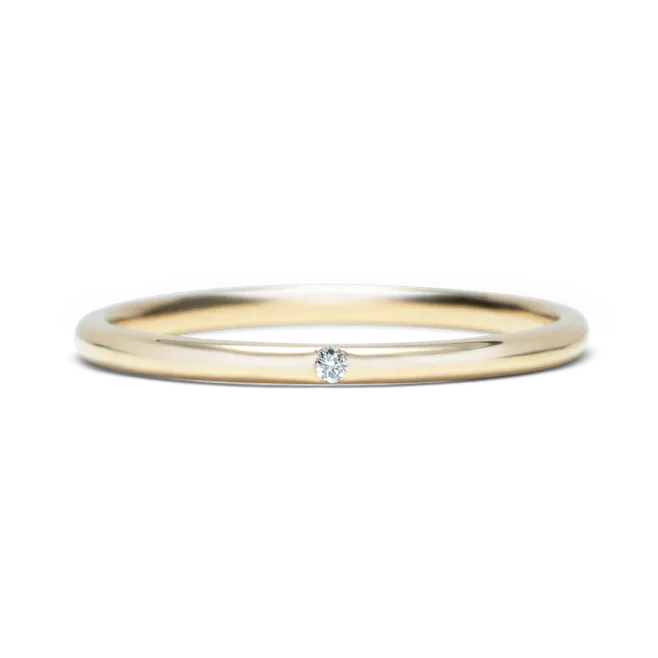 ダイヤモンドリング K18YG 1石 0.006ct / ストレート 細身