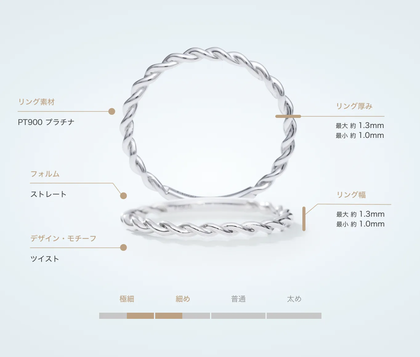 スタックリング NEC012 ツイスト PT900 プラチナ – facett 公式