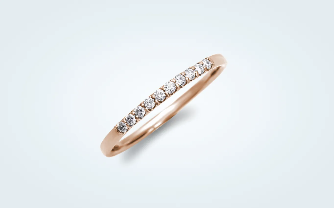 18K ピンクゴールド　ハーフエタニティリング ハーフエタニティリング 0.1ct K18PG ピンクゴールド – facett 公式