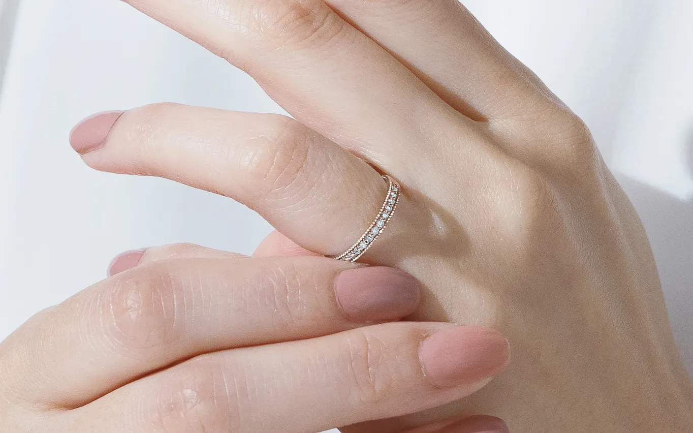 エタニティリング ミル打ち 0.13ct K18PG ピンクゴールド – facett