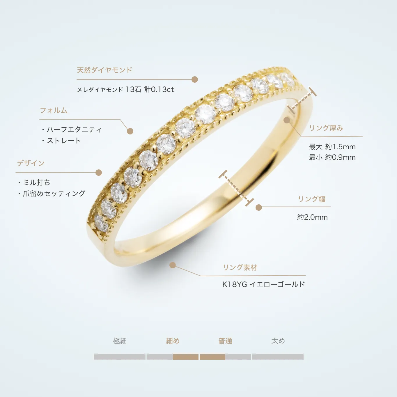 エタニティリング ミル打ち 0.13ct K18YG イエローゴールド – facett