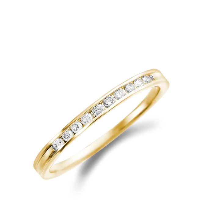 ハーフエタニティリング K18YG 0.1ct / 10石 レール留め