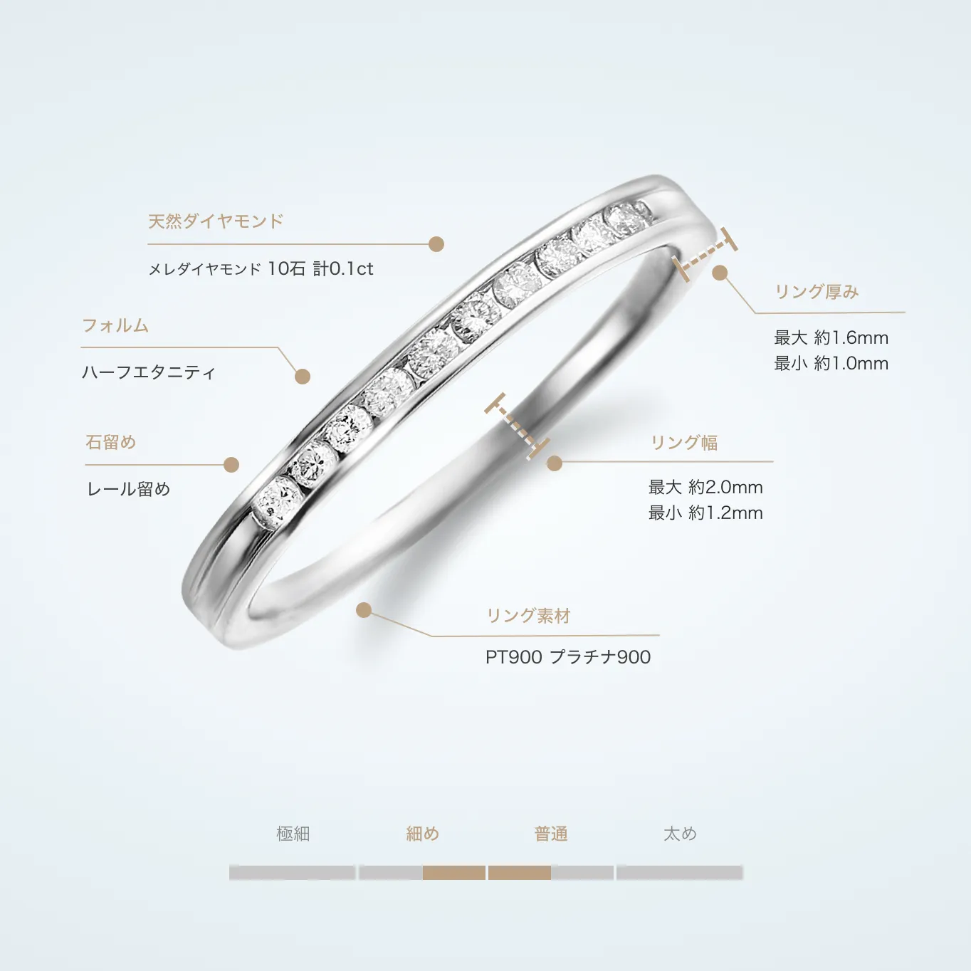 ハーフエタニティリング レール留め 0.1ct PT900 プラチナ – facett