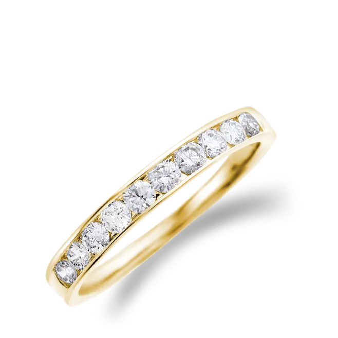 ハーフエタニティリング K18YG 0.3ct / 10石 レール留め