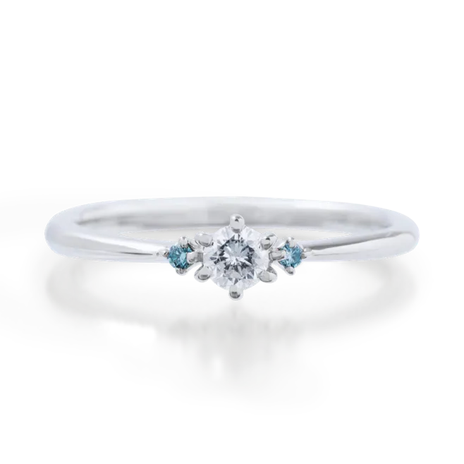 アイスブルーダイヤモンドリング 0.1ct-up PT900 プラチナ 6本爪留め アイスブルーダイヤ2石