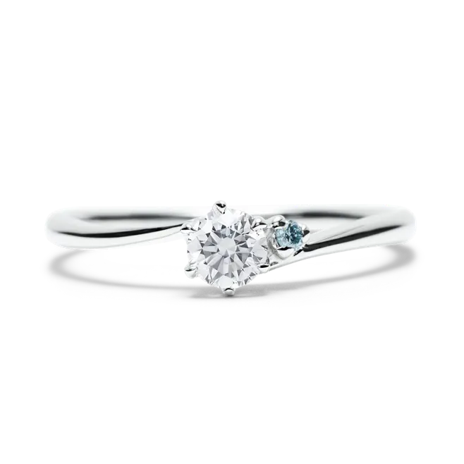 アイスブルーダイヤモンドリング 0.2ct PT900 6本爪留め