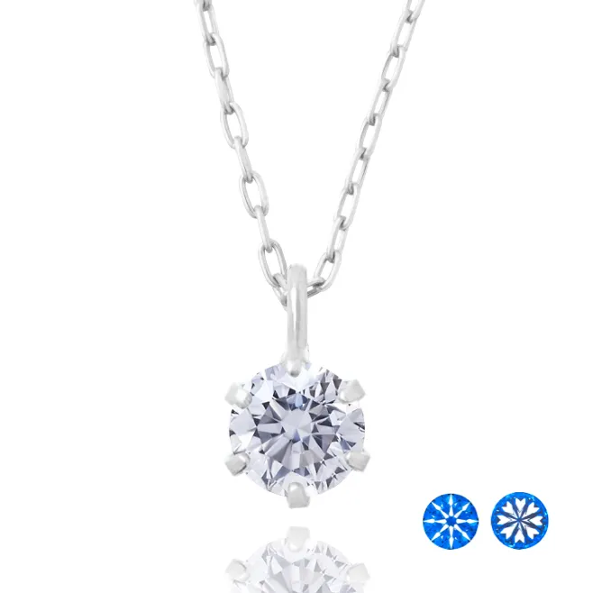 ダイヤモンドネックレス 1粒 6本爪 0.1ct Dカラー Heart&Cupid PT プラチナ