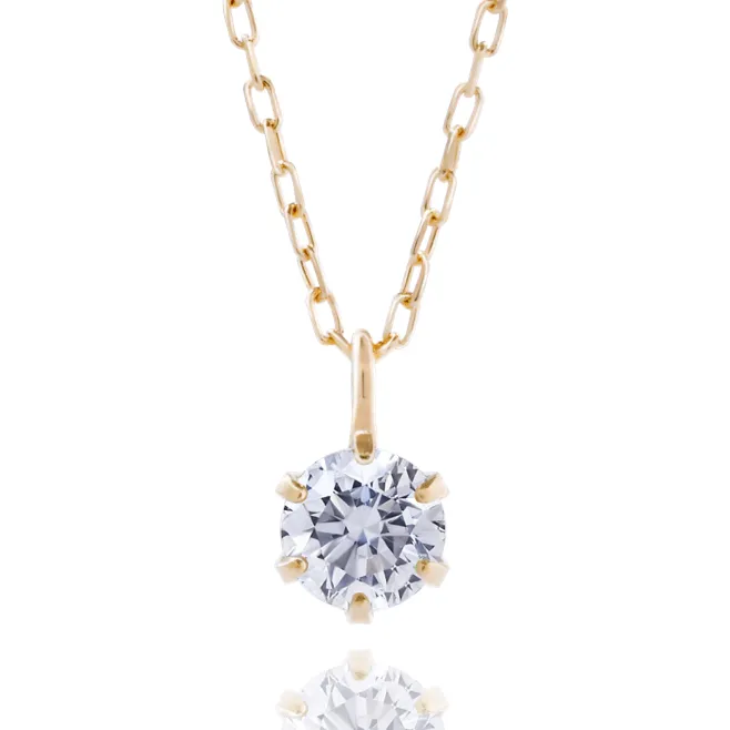 ダイヤモンドネックレス 1粒 6本爪 0.1ct K18YG イエローゴールド