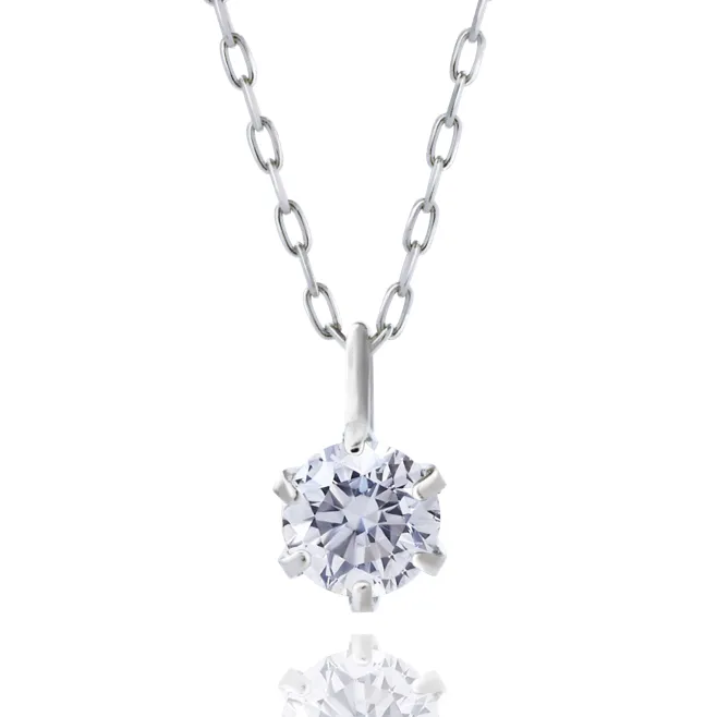 ダイヤモンドネックレス 1粒 6本爪 0.1ct PTプラチナ