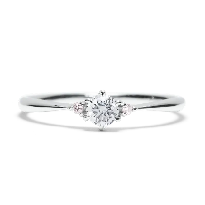 ピンクダイヤモンドリング 0.1ct PT900 6本爪留め 細め