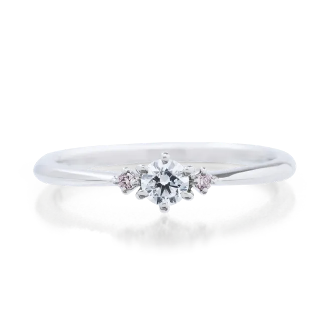 ピンクダイヤモンドリング 0.1ct-up PT900 プラチナ 6本爪留め ピンクダイヤ2石