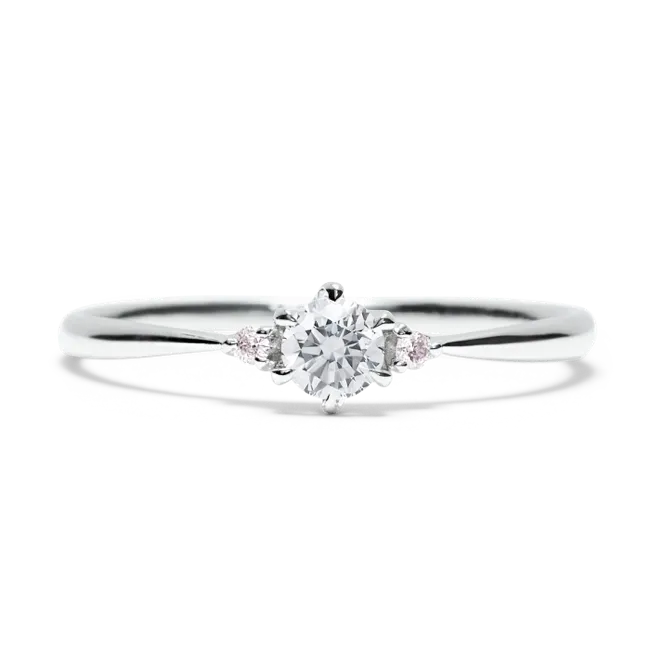 ピンクダイヤモンドリング 0.1ct PT900 6本爪留め 極細